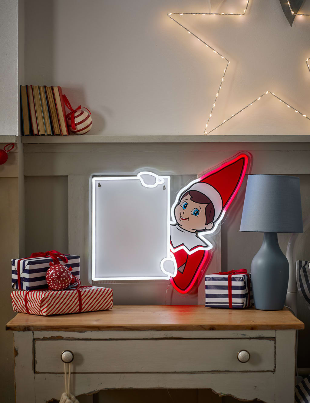 Elf On The Shelf Neon Light Whiteboard Sign 1 of 6