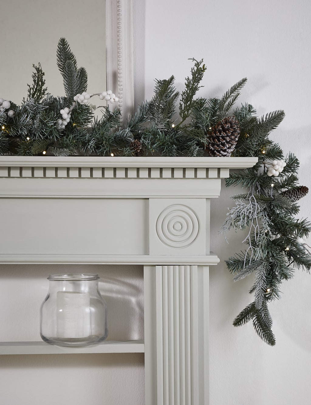 6ft Lit Snowy Garland 1 of 2