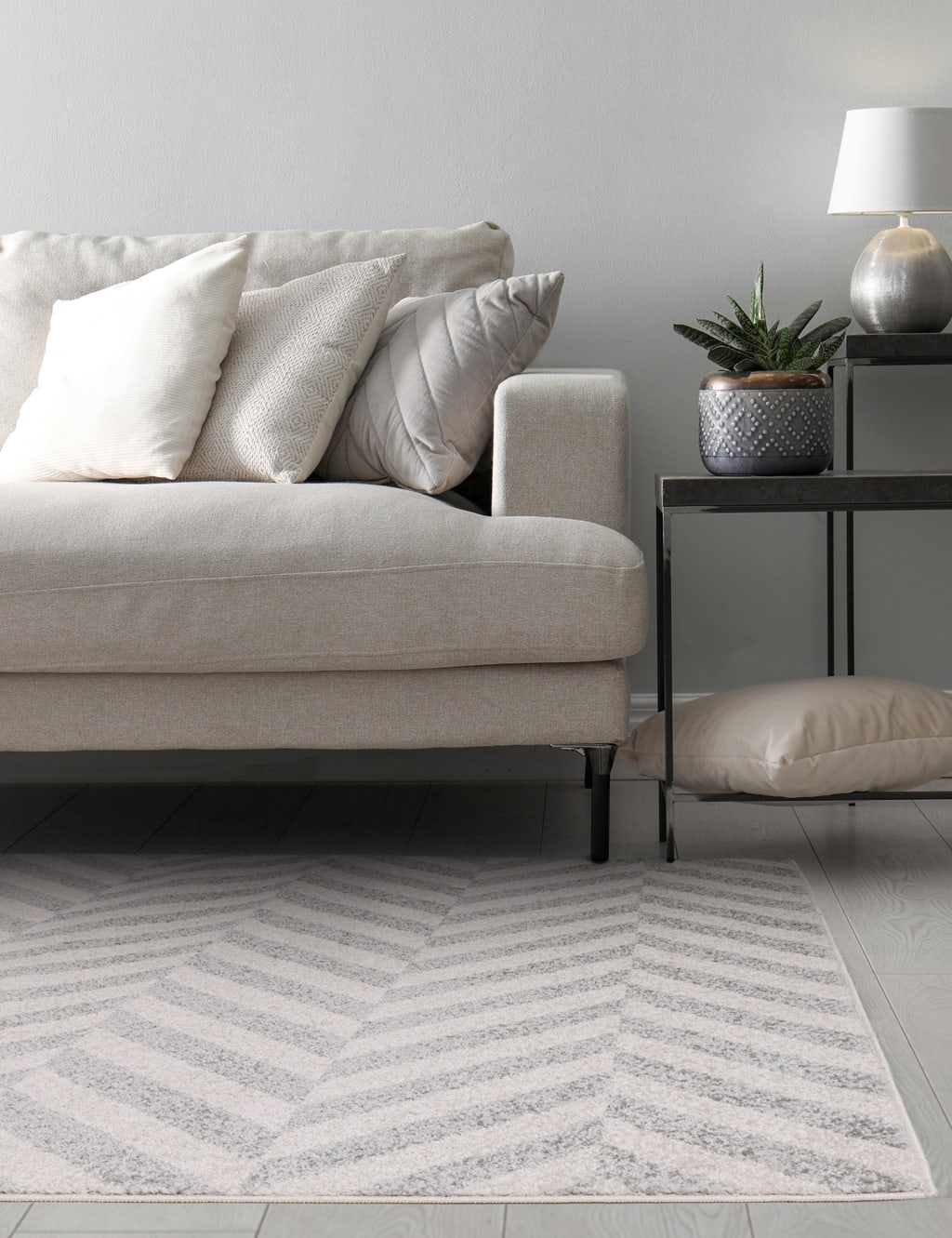 Muse Chevron Grey Rug 1 of 7