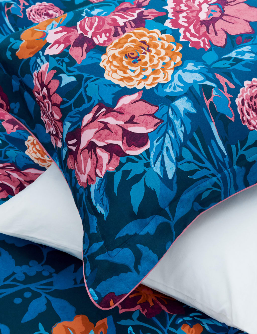 Pure Cotton Sateen Dahlia Bunch Bedding Set 5 of 5