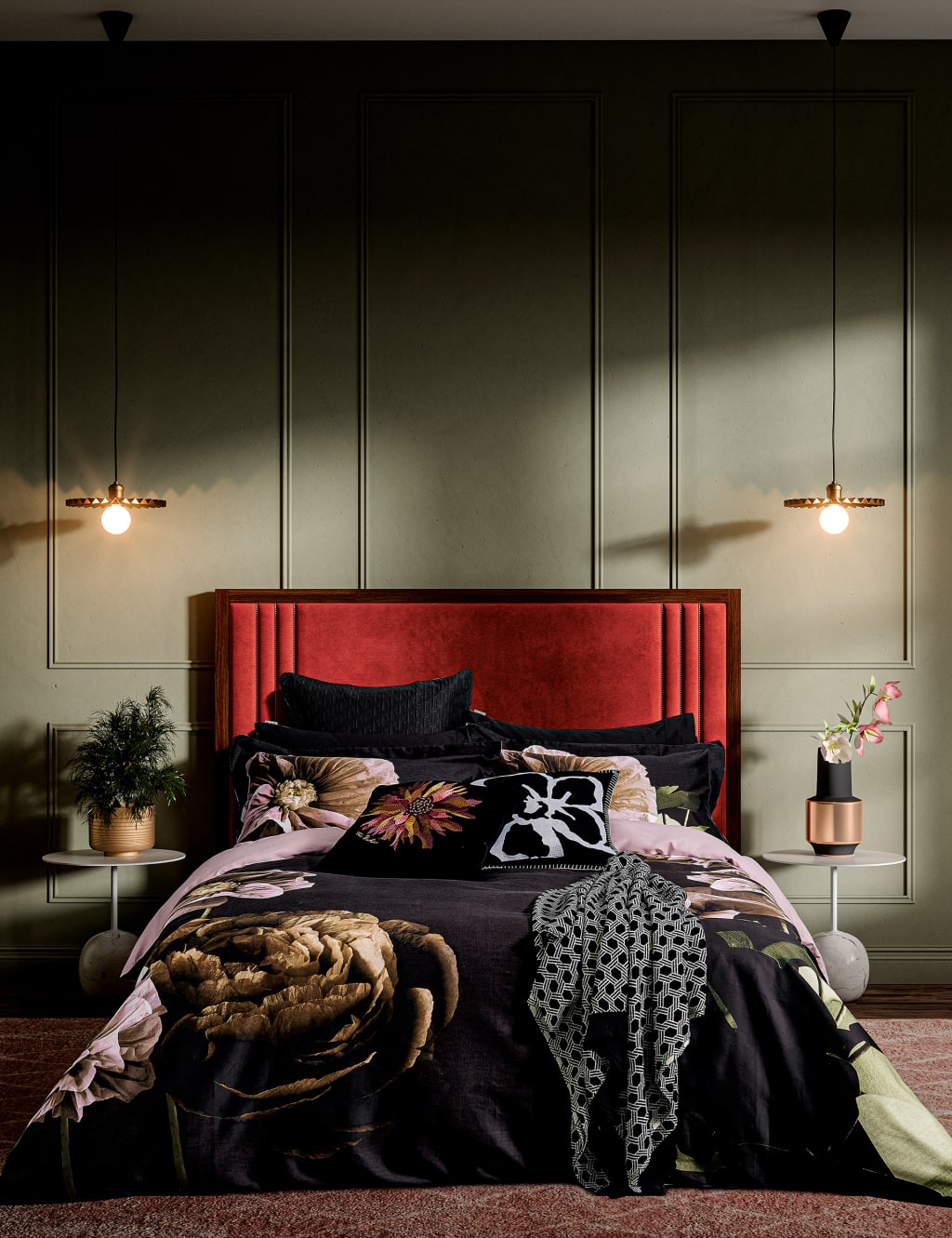Pure Cotton Sateen Paper Floral Bedding Set 2 of 5