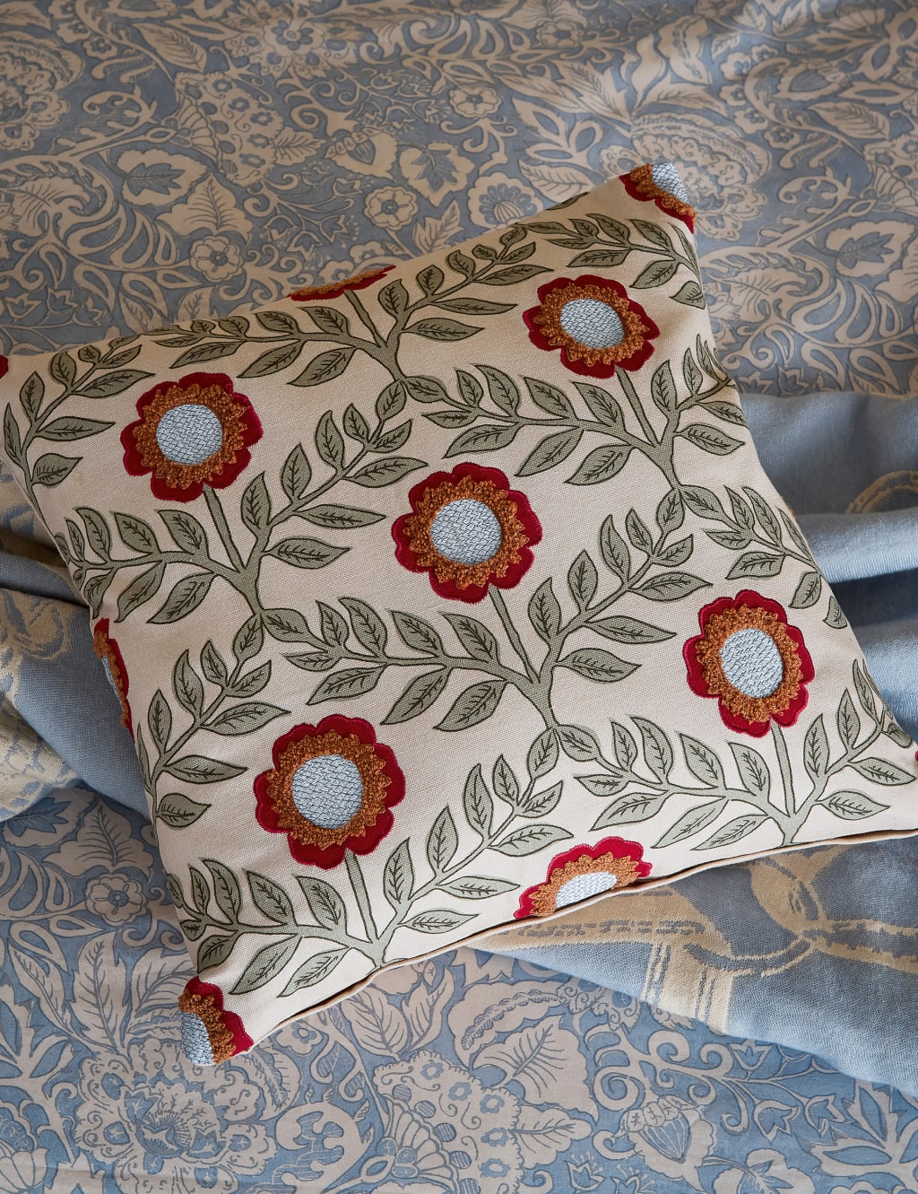 Pure Cotton Floral Trellis Cushion 4 of 4