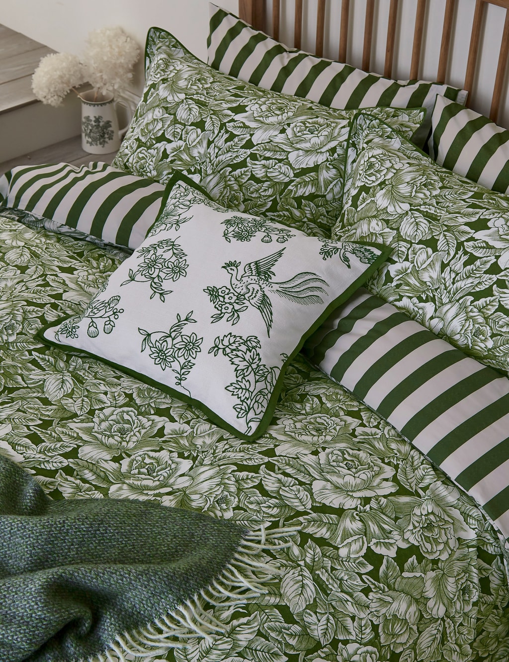 Pure Cotton Hibiscus Embroidered Cushion 3 of 3