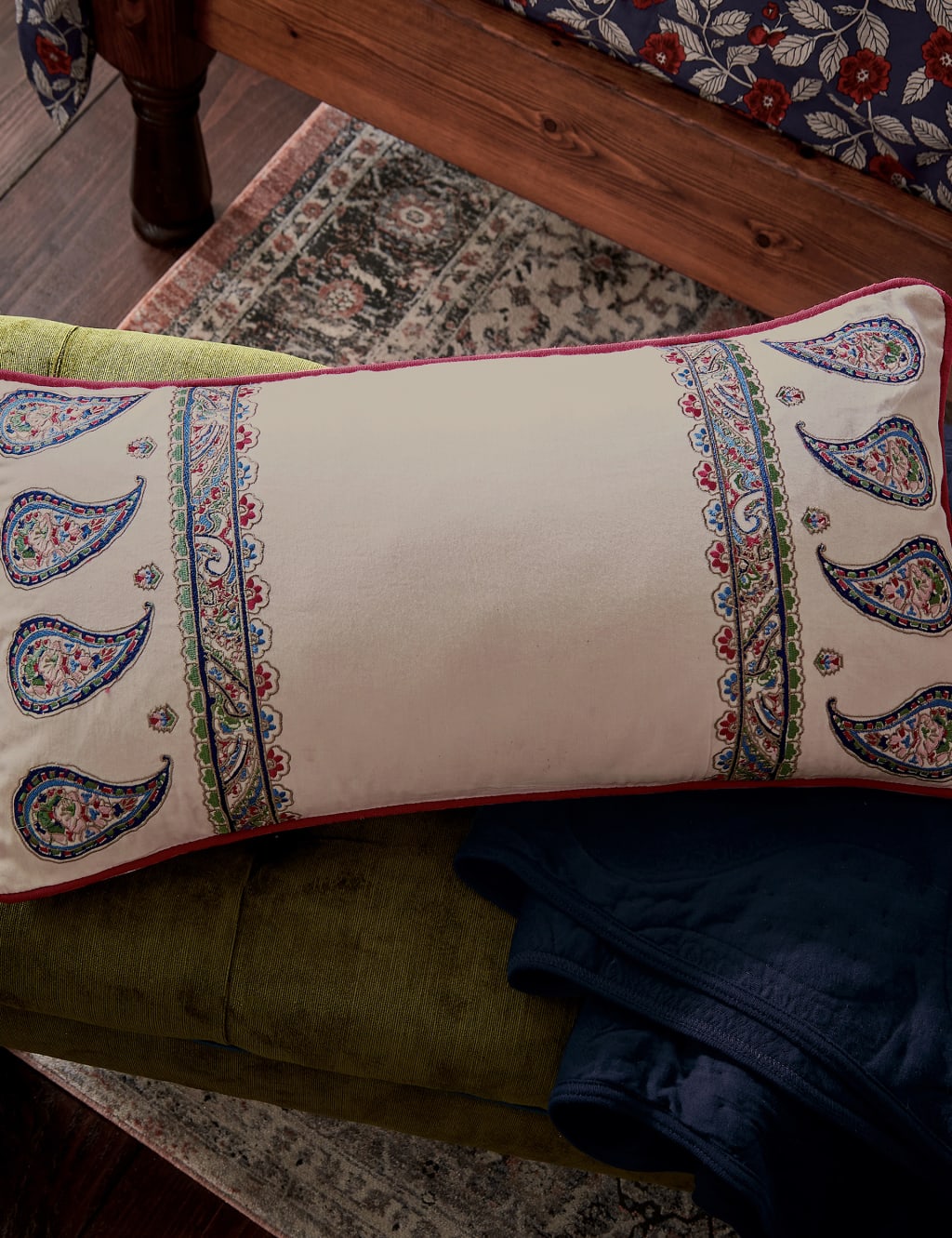 Pure Cotton Tapestry Paisley Cushion 3 of 5