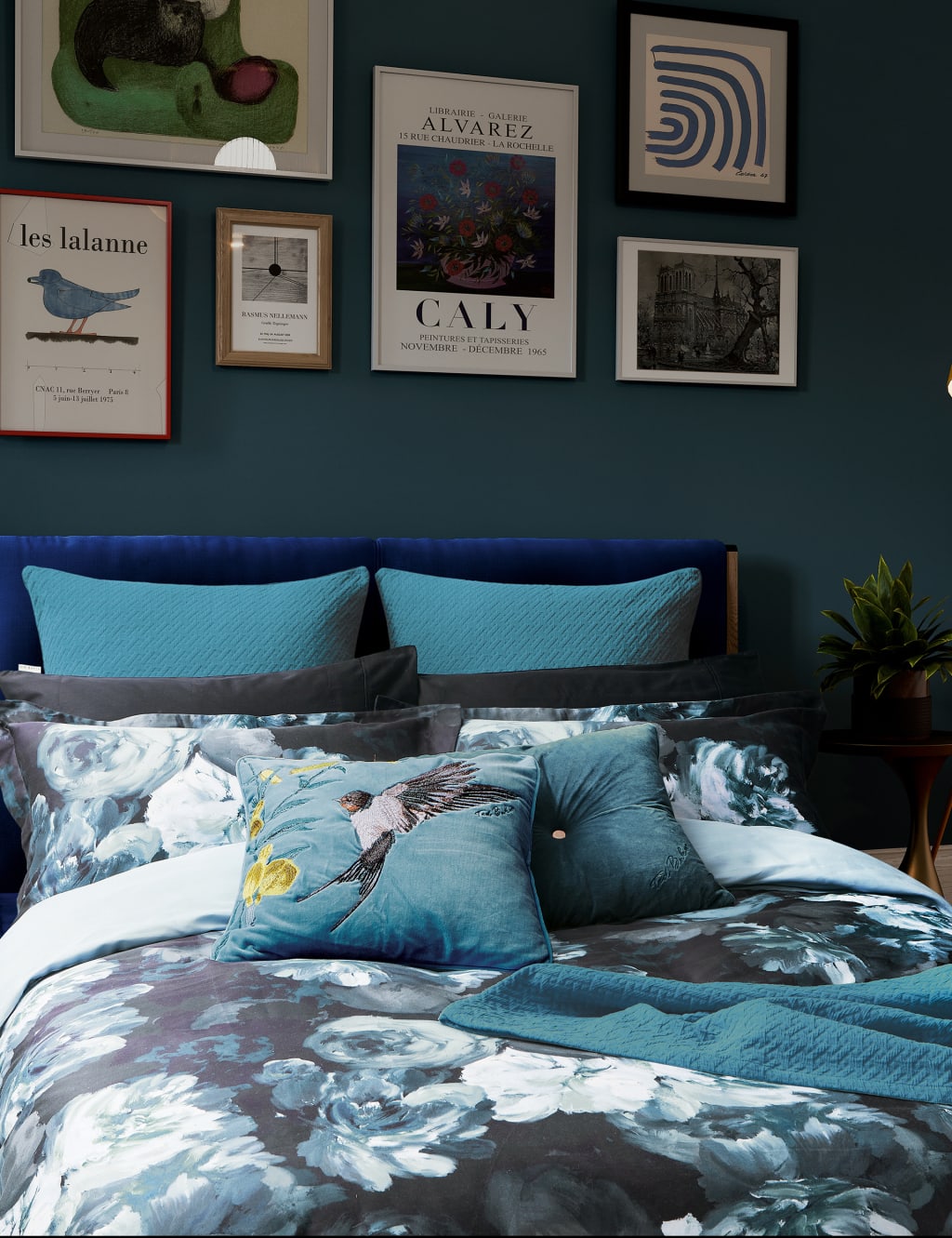 Pure Cotton Sateen Painted Blooms Bedding Set 3 of 4