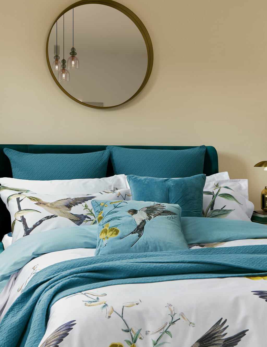 Pure Cotton Botanical Birds Bedding Set 4 of 4