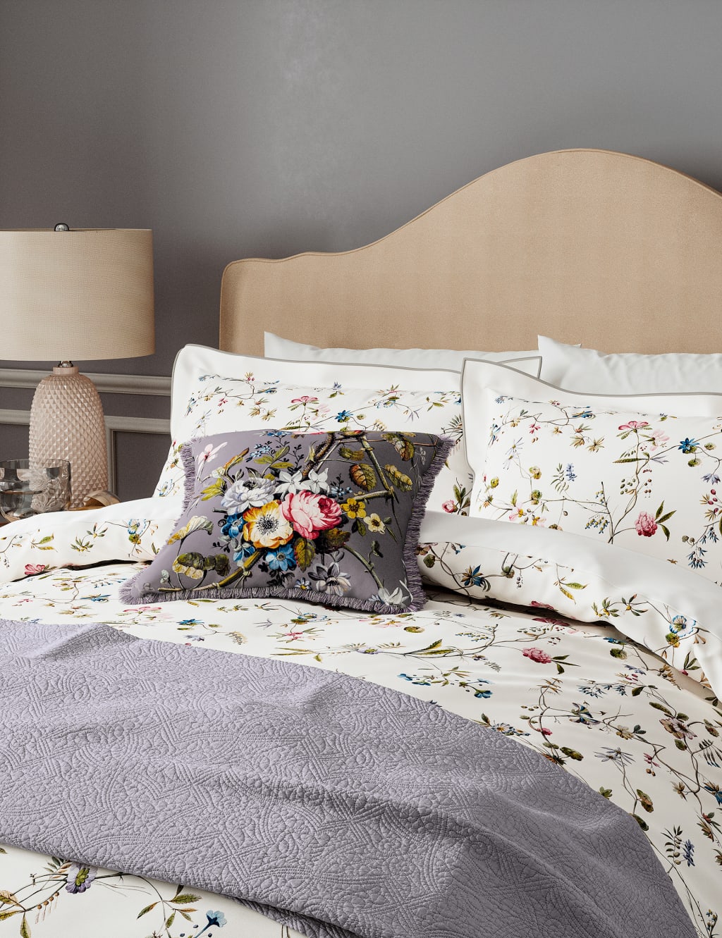 Pure Cotton Sateen Kilburn Floral Bedding Set 4 of 4
