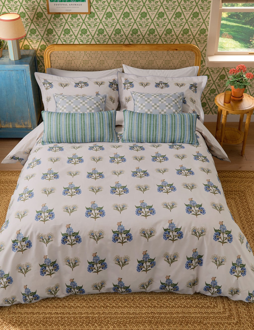 Pure Cotton Chintz Floral Bedding Set 3 of 5