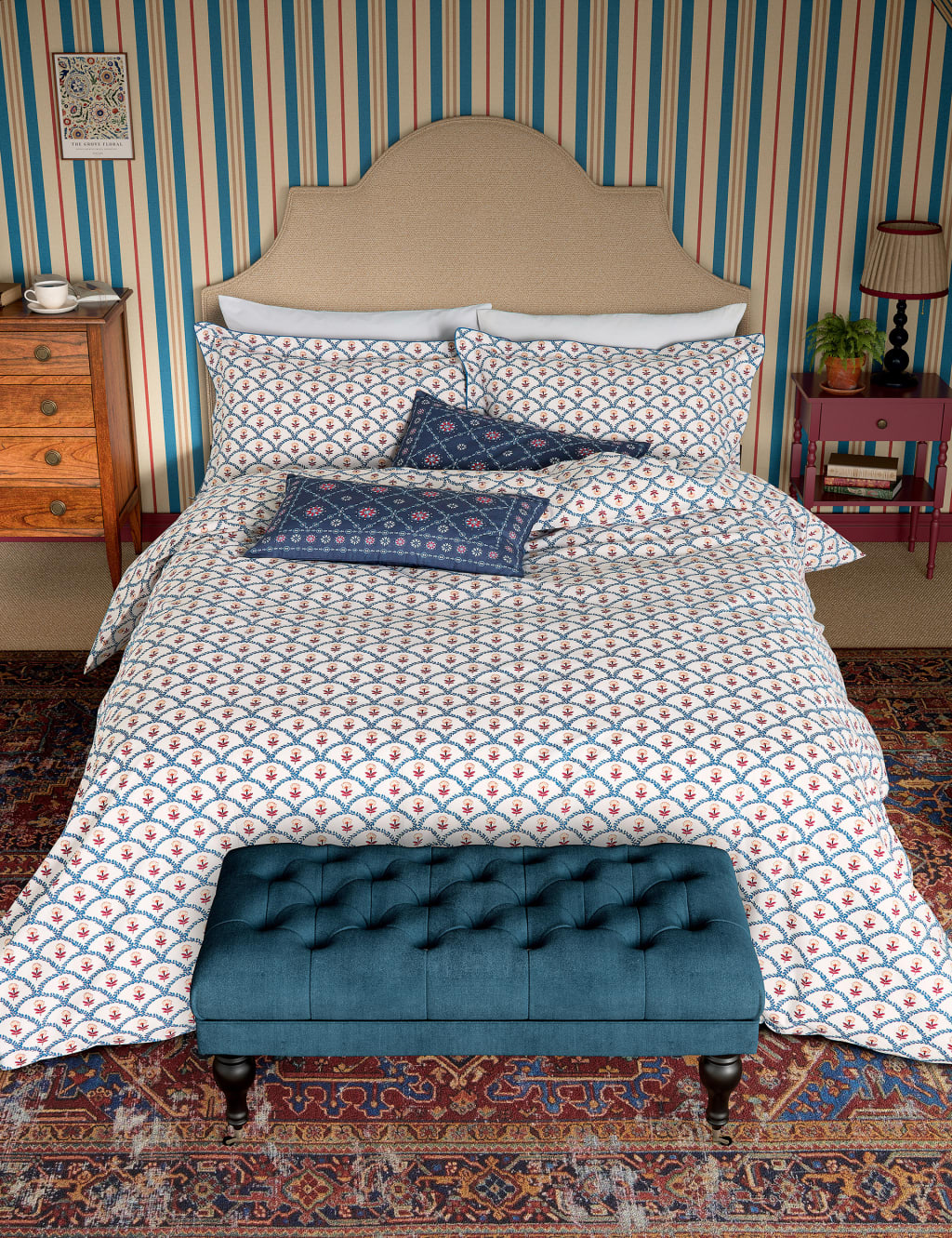Pure Cotton Floral Scallop Bedding Set 3 of 6