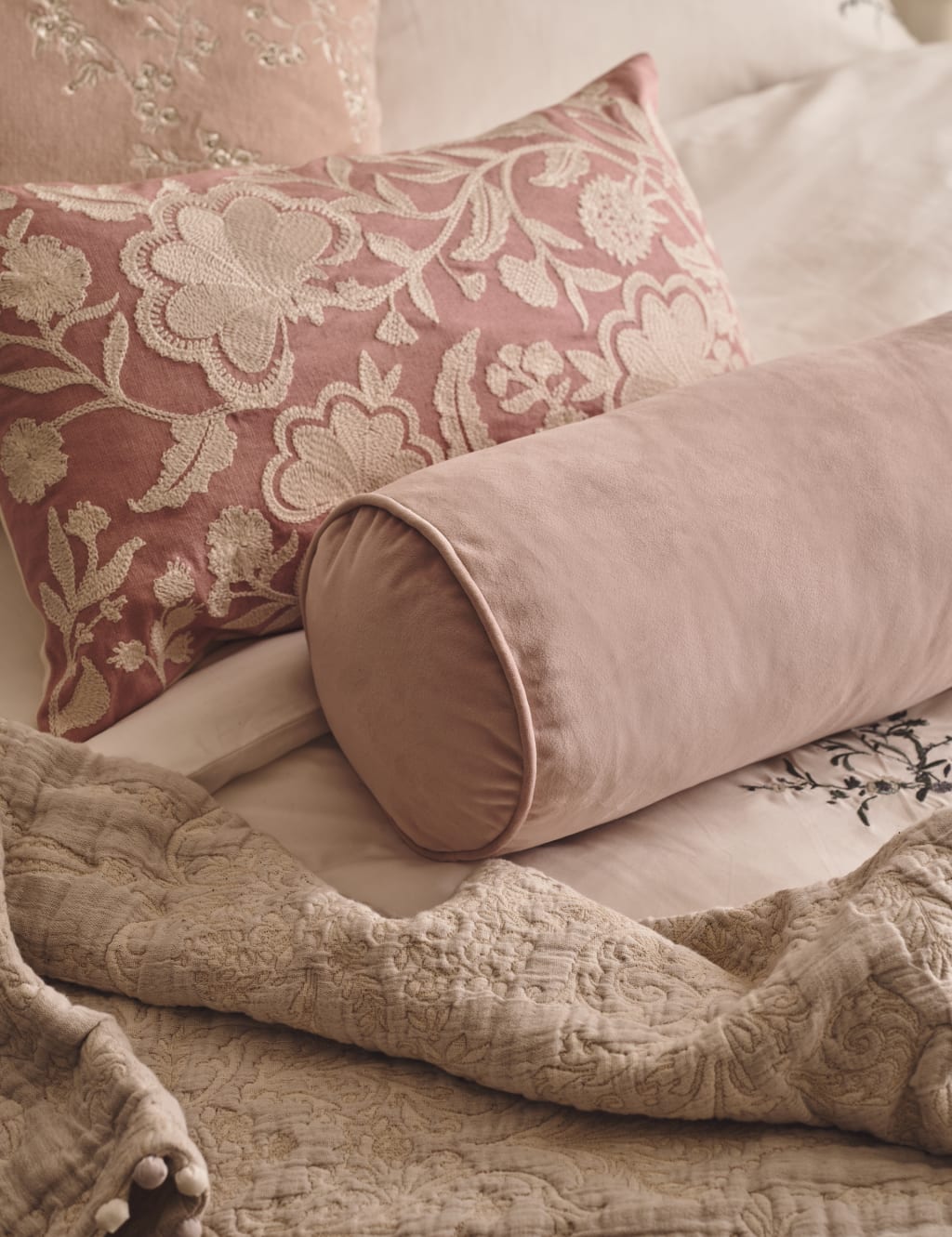 Velvet Piped Bolster Cushion 5 of 6