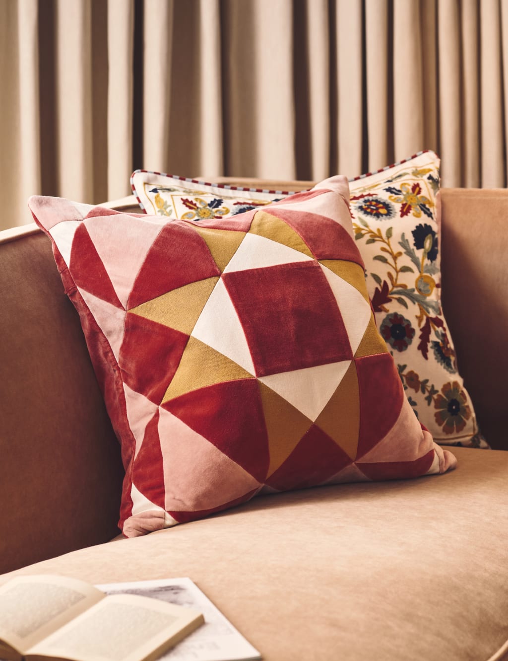 Velvet geo cushion best sale