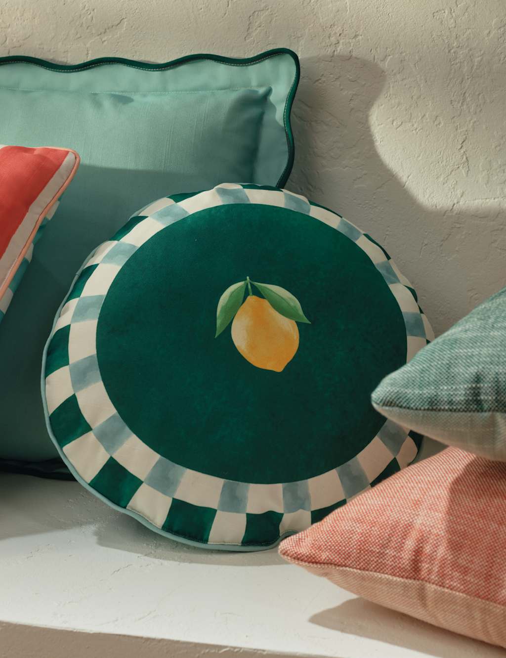 Set of 2 Lemon & Cherry Outdoor Cushions 7 of 7