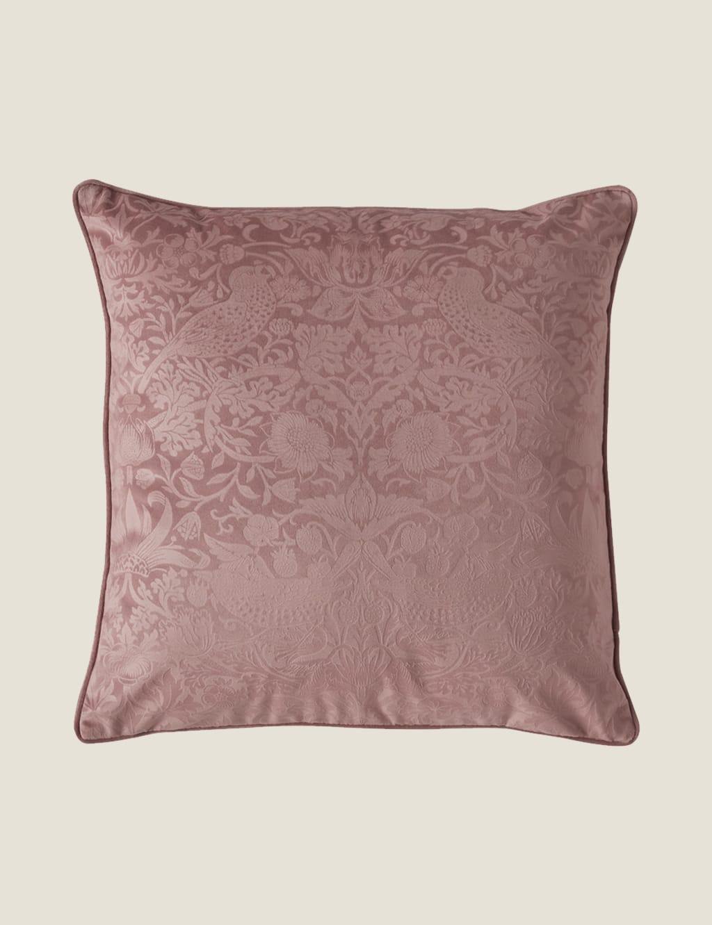 Velvet Strawberry Thief Cushion 1 of 4