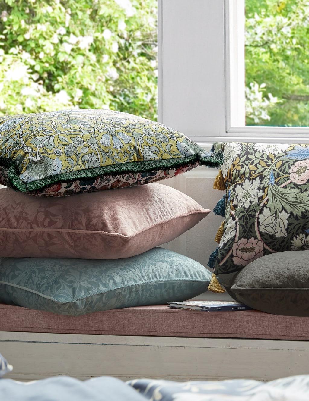 Velvet Strawberry Thief Cushion 3 of 4