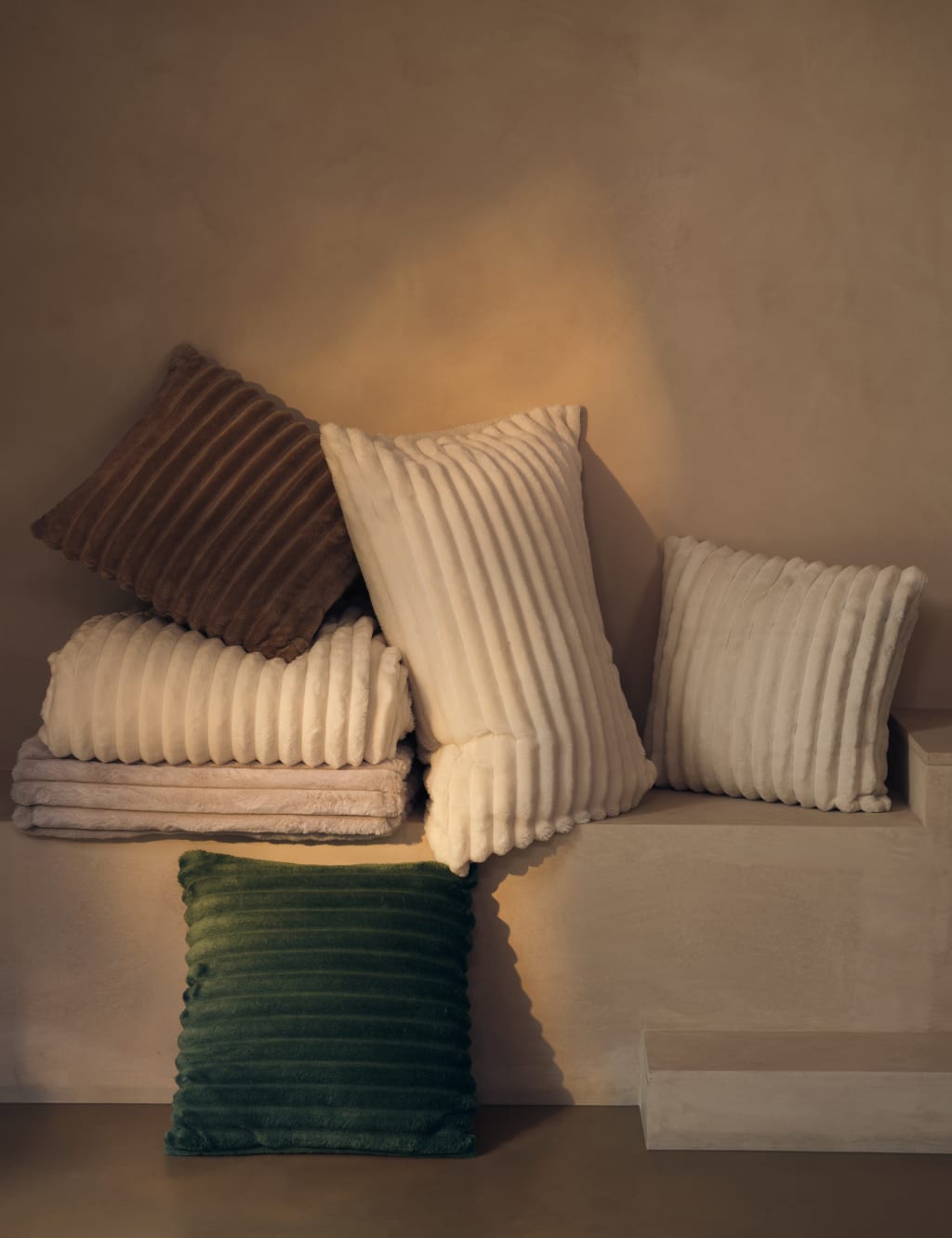 Ribbed Faux Fur Throw
