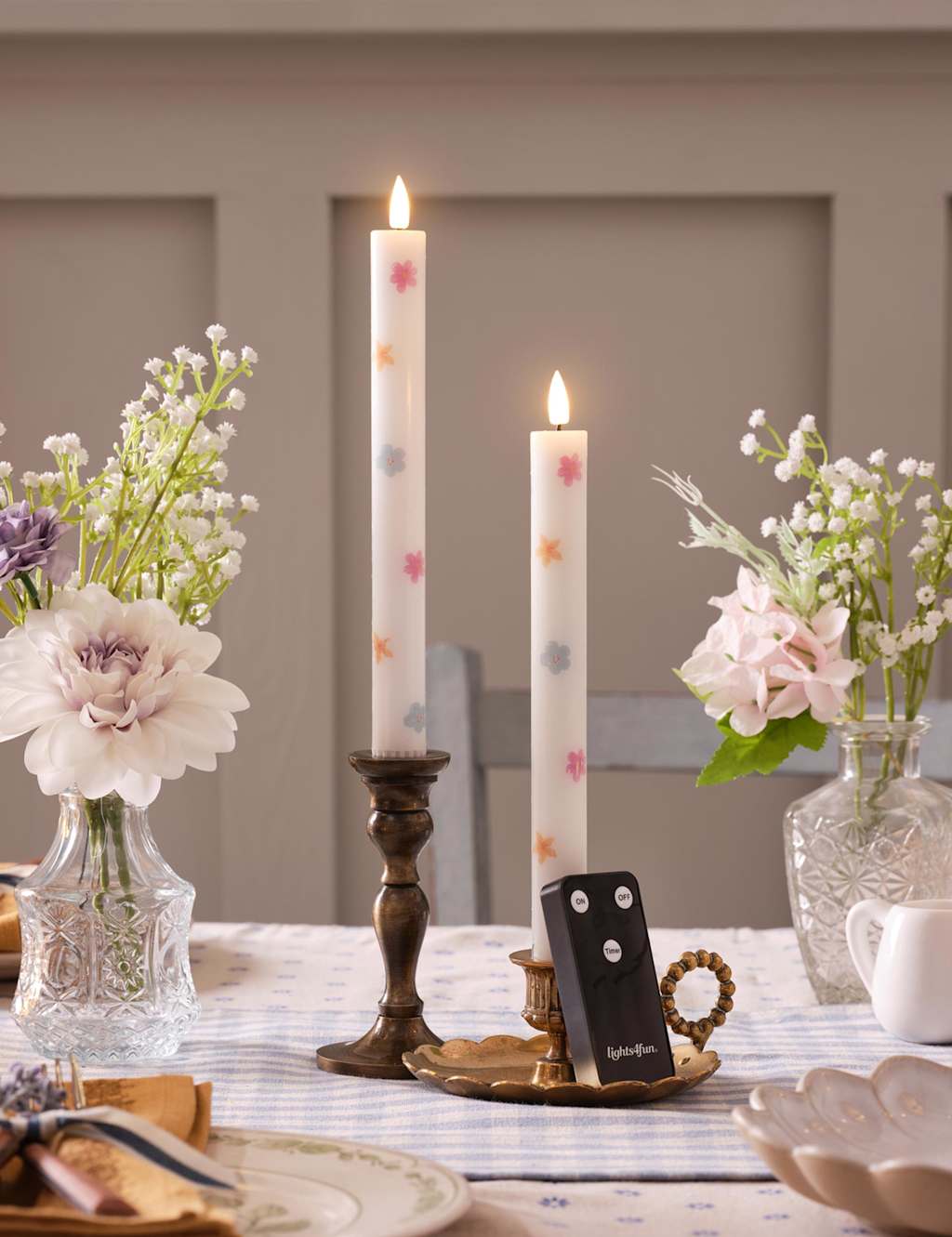 Set of 2 TruGlow Spring Taper Dinner Candles 2 of 3