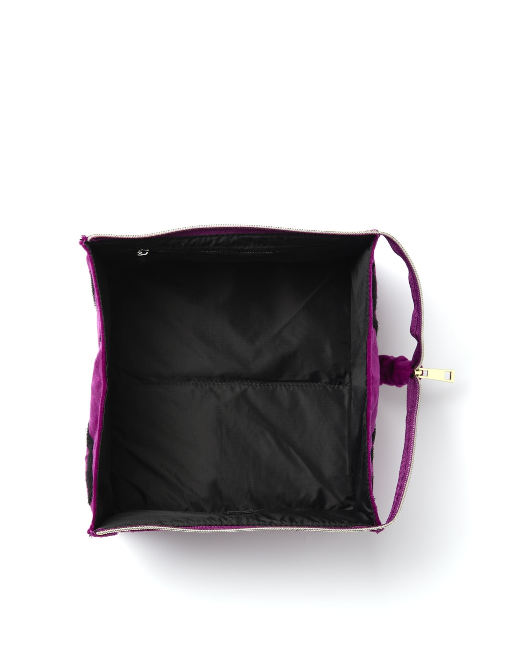 Open Flat Box Makeup Bag in Embroidered Daisy Plum Velvet 4 of 8