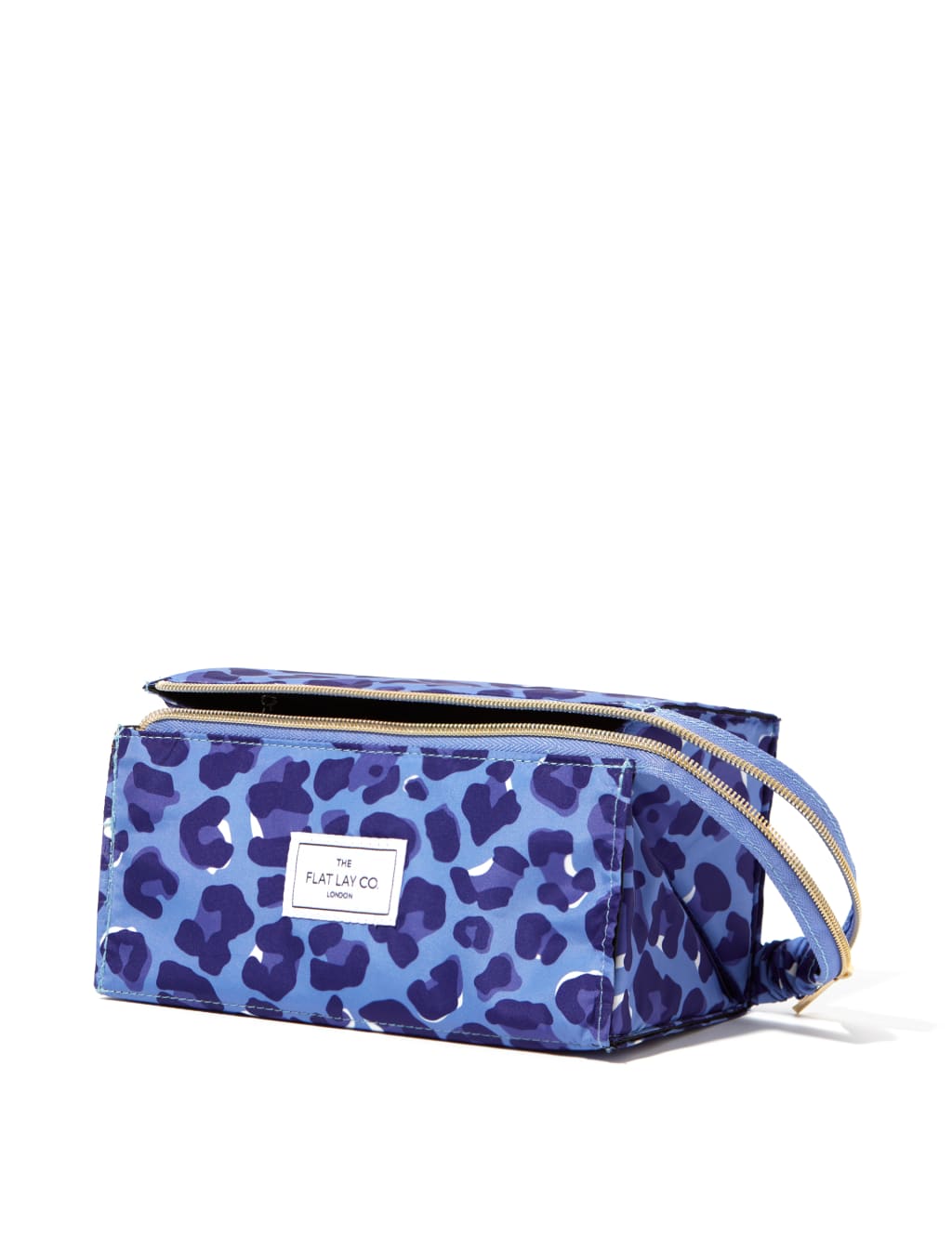 Open Flat Box Makeup Bag in Blue Leopard 2 of 6