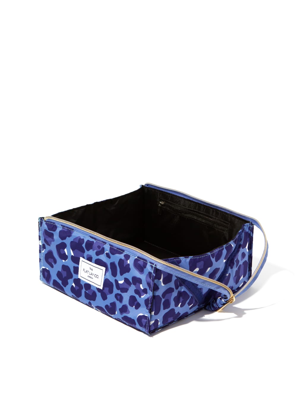 Open Flat Box Makeup Bag in Blue Leopard 3 of 6