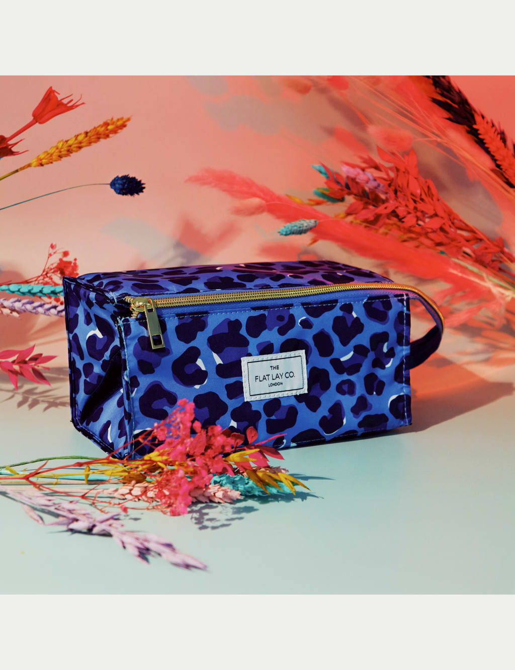 Open Flat Box Makeup Bag in Blue Leopard 4 of 6
