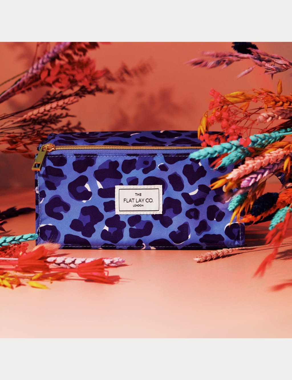 Open Flat Box Makeup Bag in Blue Leopard 5 of 6