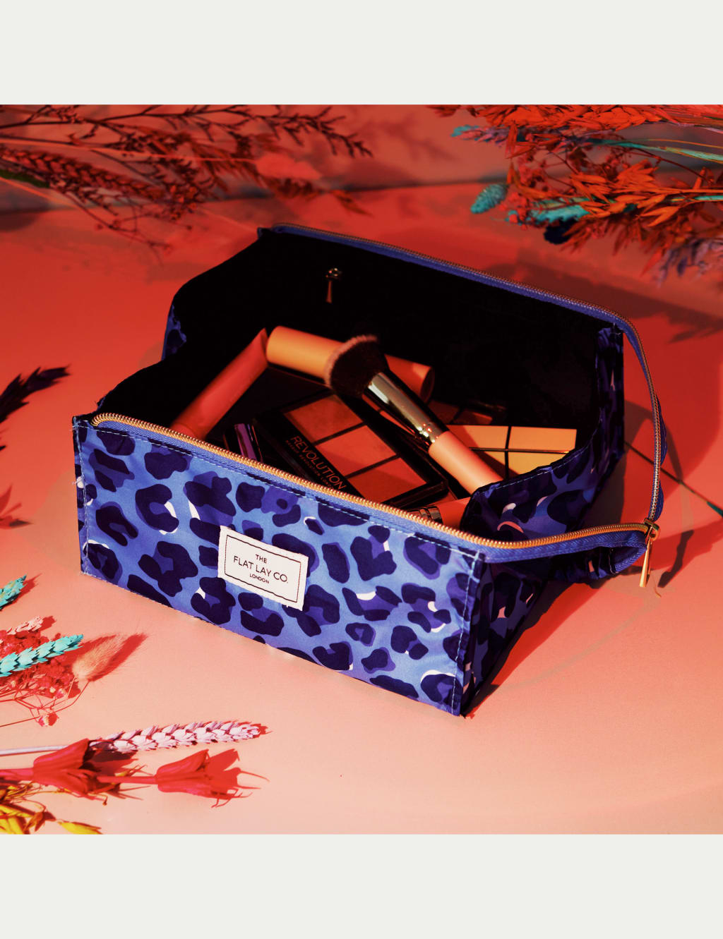 Open Flat Box Makeup Bag in Blue Leopard 6 of 6