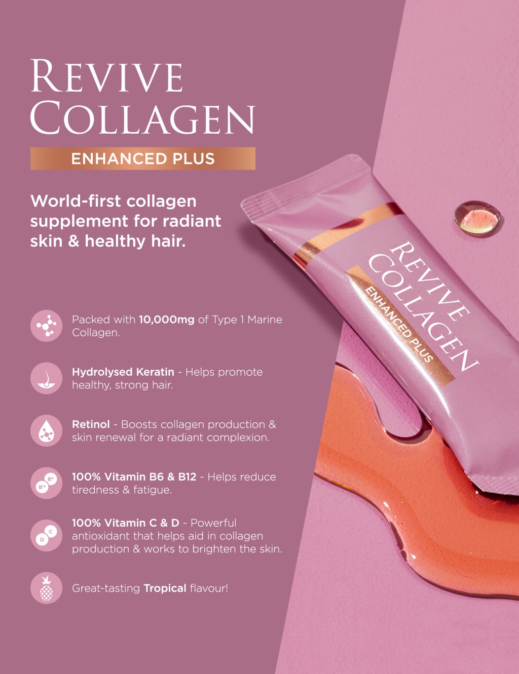 Enhanced Plus, 10,000mg Marine Collagen 28 Day Sachets 4 of 9