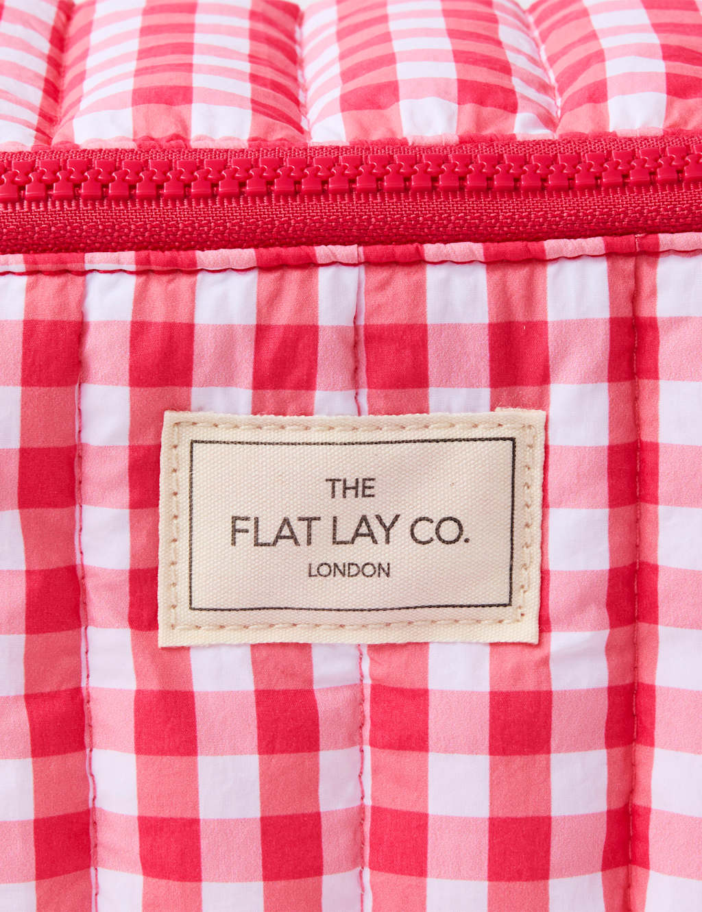 Flat Lay Makeup Box Bag - Red Gingham Marshmallow 6 of 7