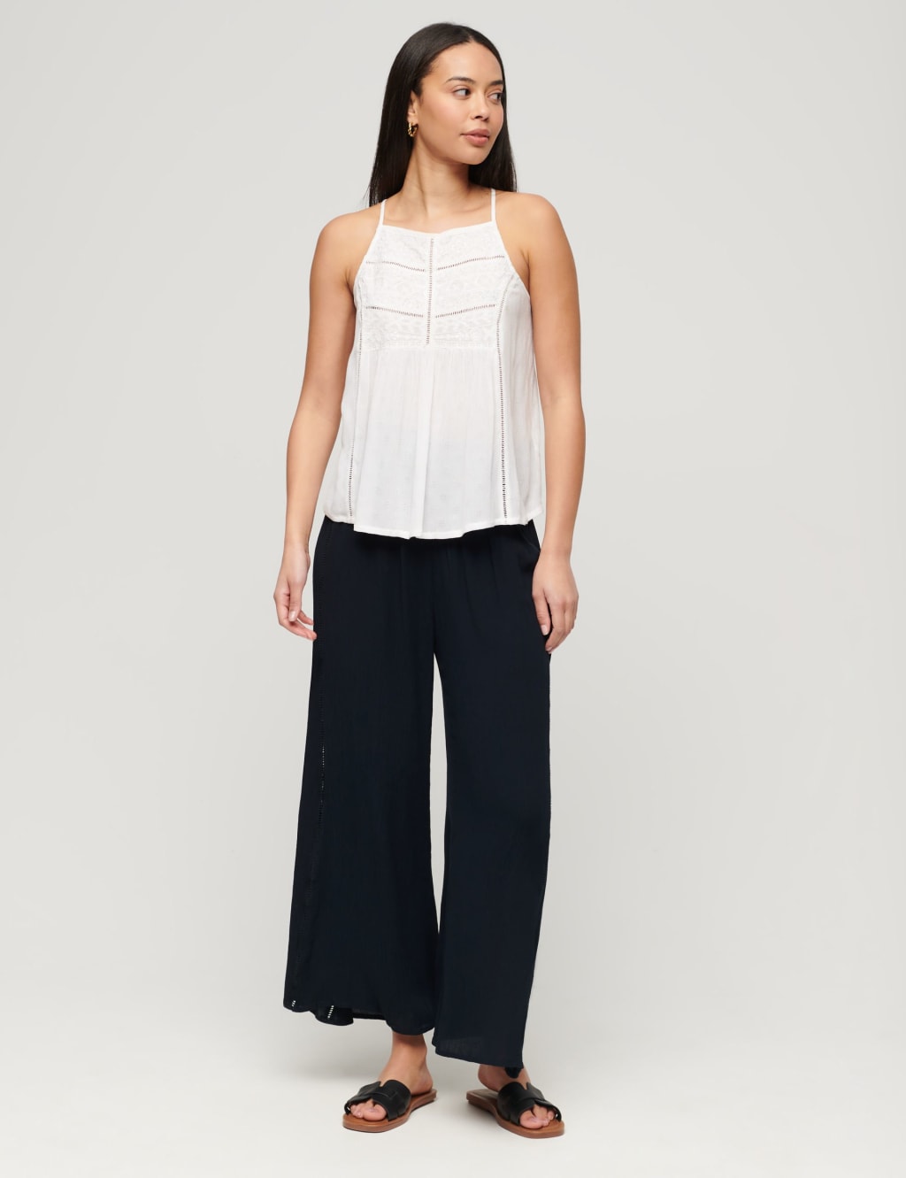 Textured Elasticated Waist Wide Leg Trousers 1 of 5