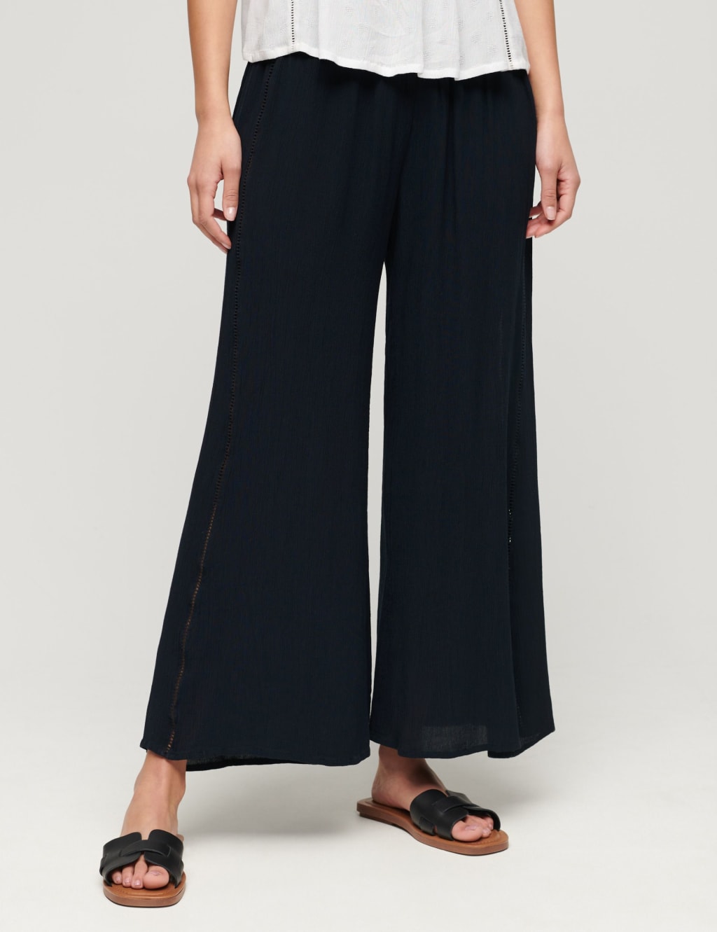 Textured Elasticated Waist Wide Leg Trousers 2 of 5
