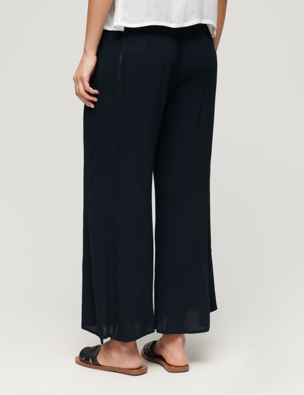 Textured Elasticated Waist Wide Leg Trousers 3 of 5