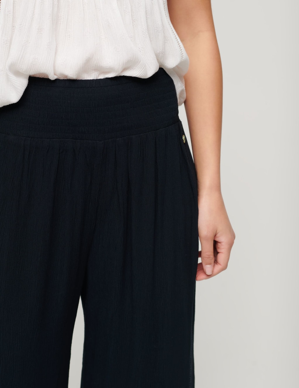 Textured Elasticated Waist Wide Leg Trousers 4 of 5
