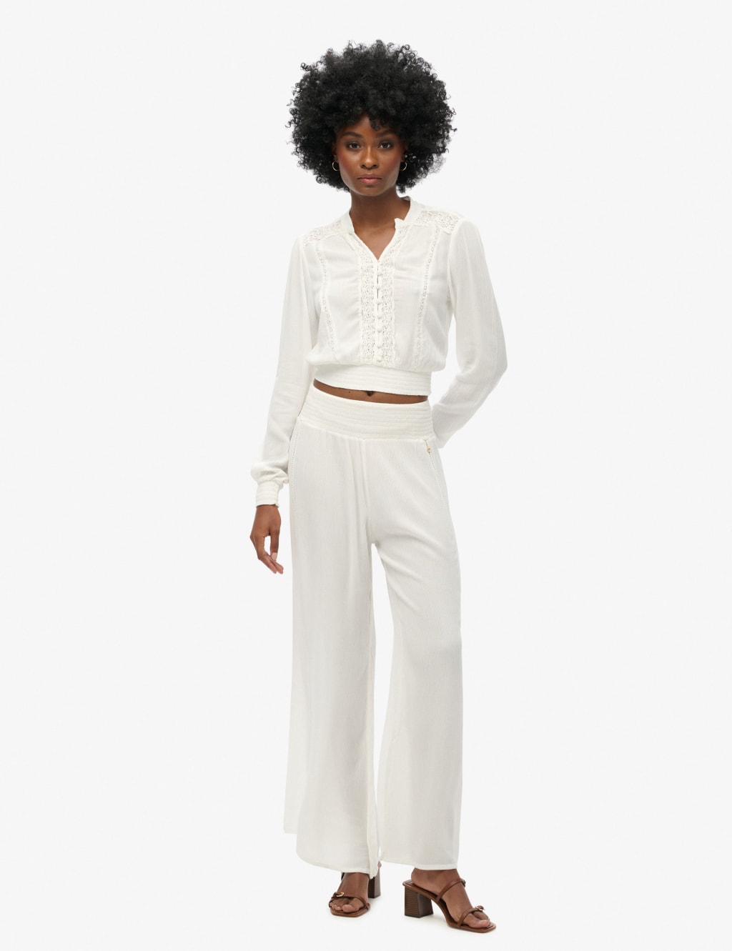 Textured Elasticated Waist Wide Leg Trousers 2 of 6