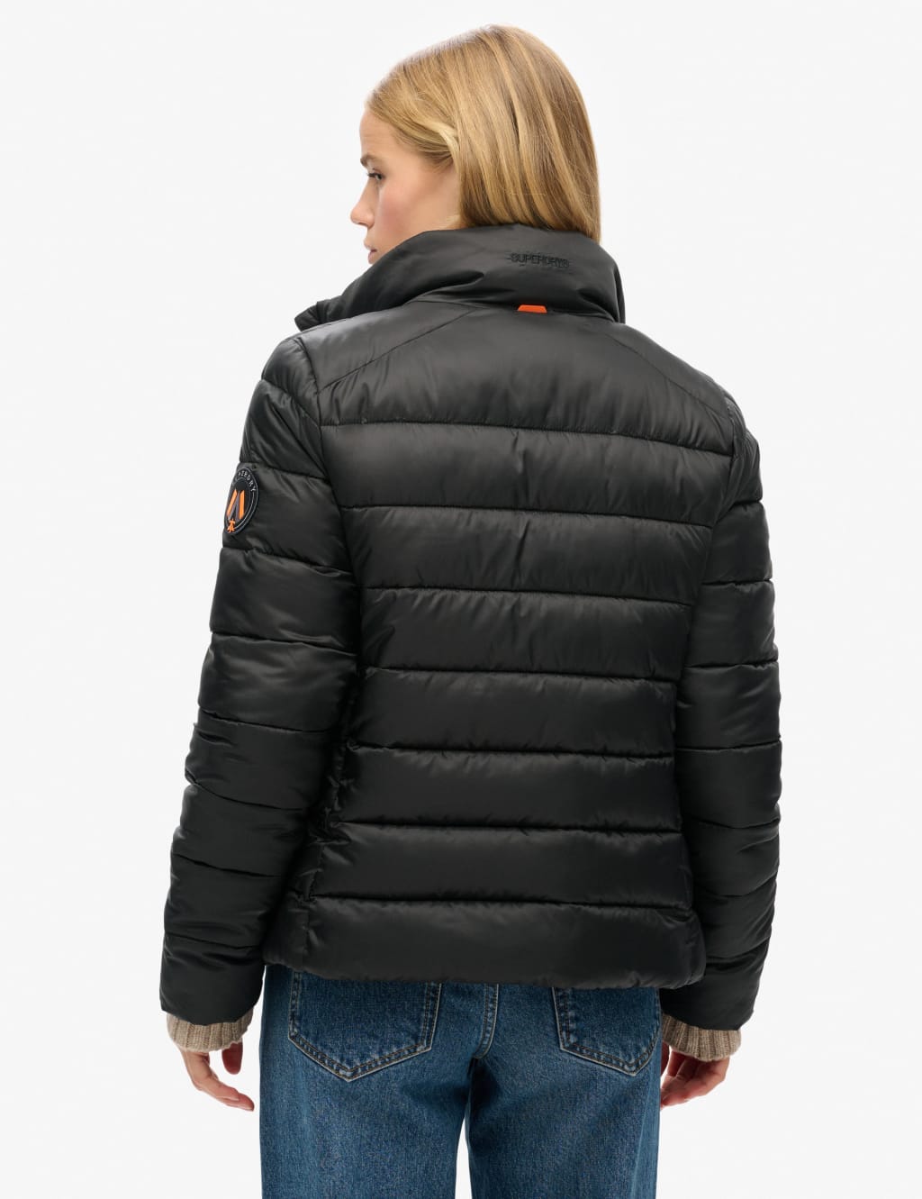 Superdry black funnel neck puffer jacket new arrivals