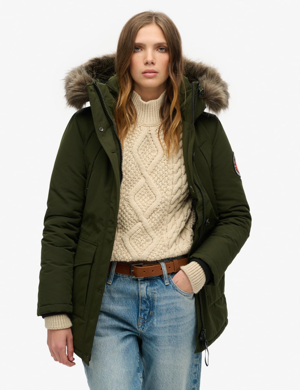 Faux fur trim parka discount