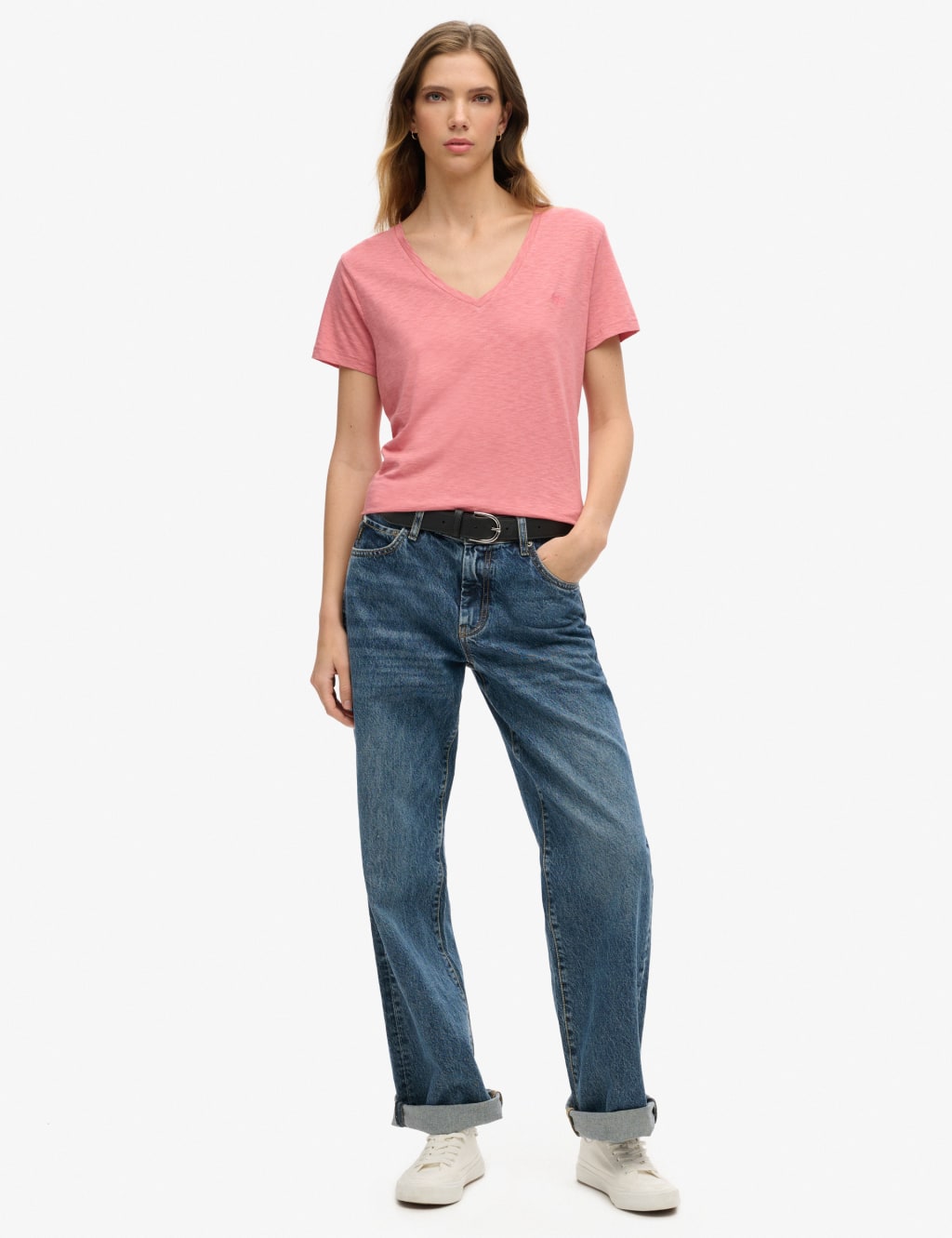 Cotton Rich Embroidered V-Neck T-Shirt 4 of 6
