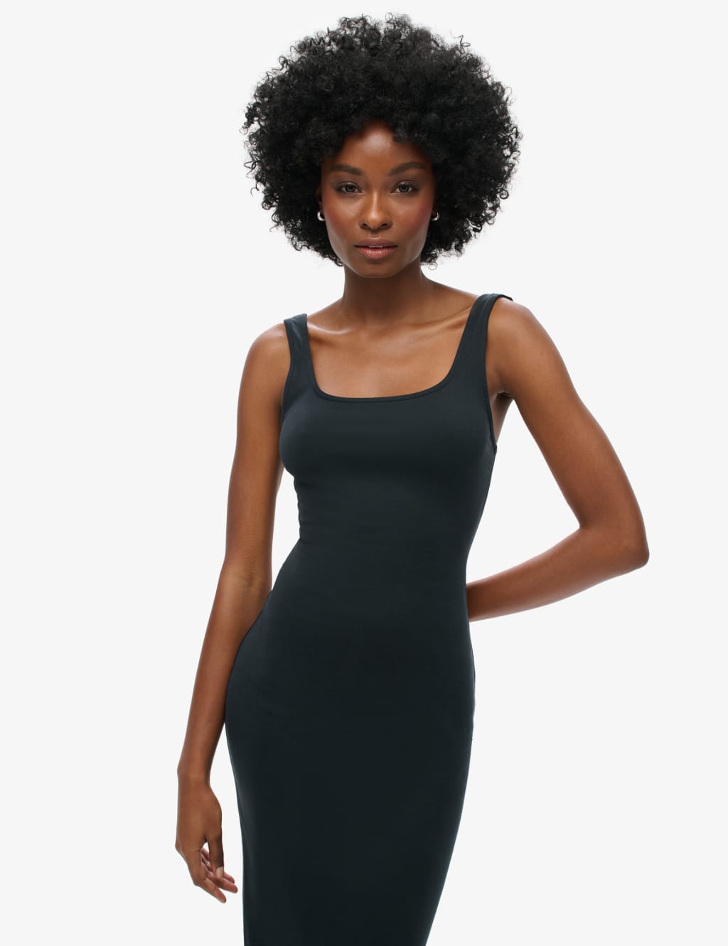 Black bodycon square neck dress hot sale