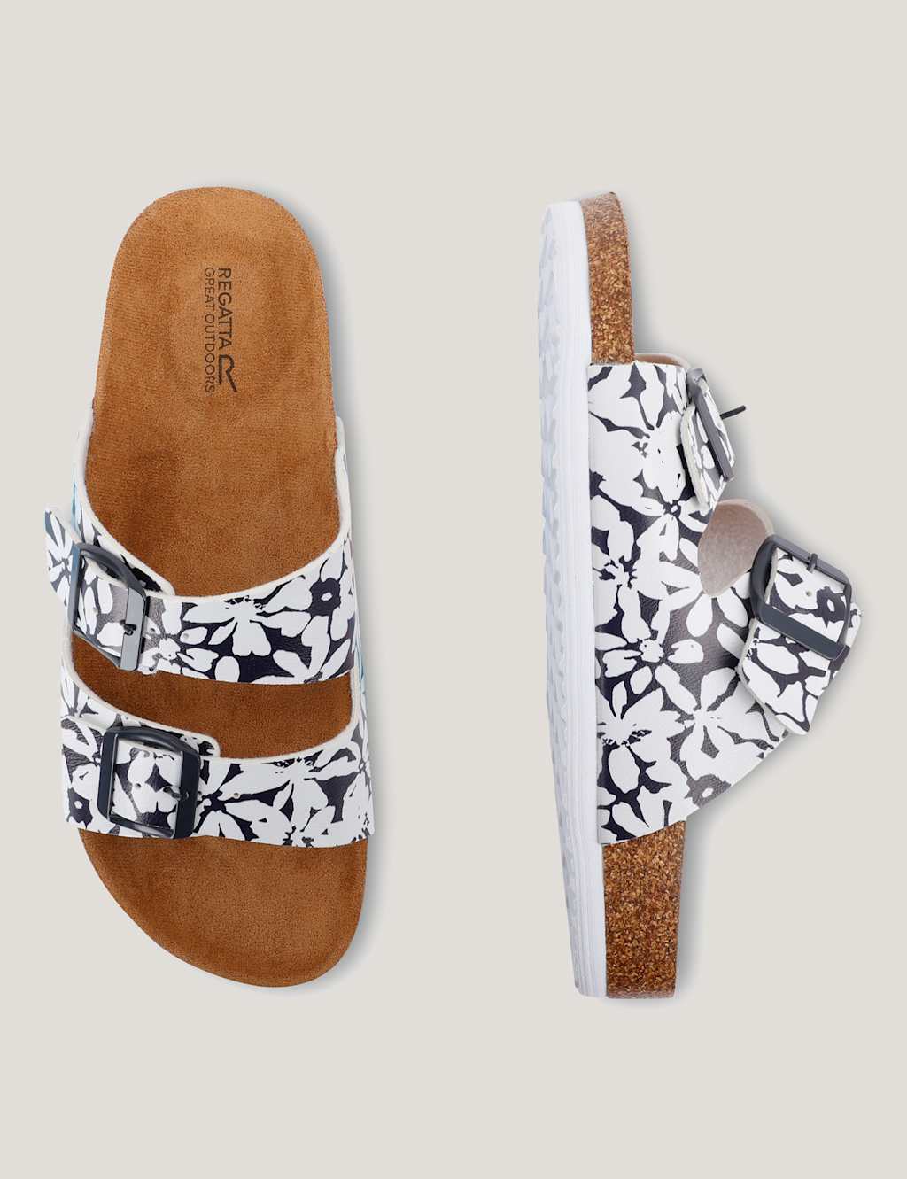 Lady Mia Floral Buckle Footbed Sliders 2 of 7