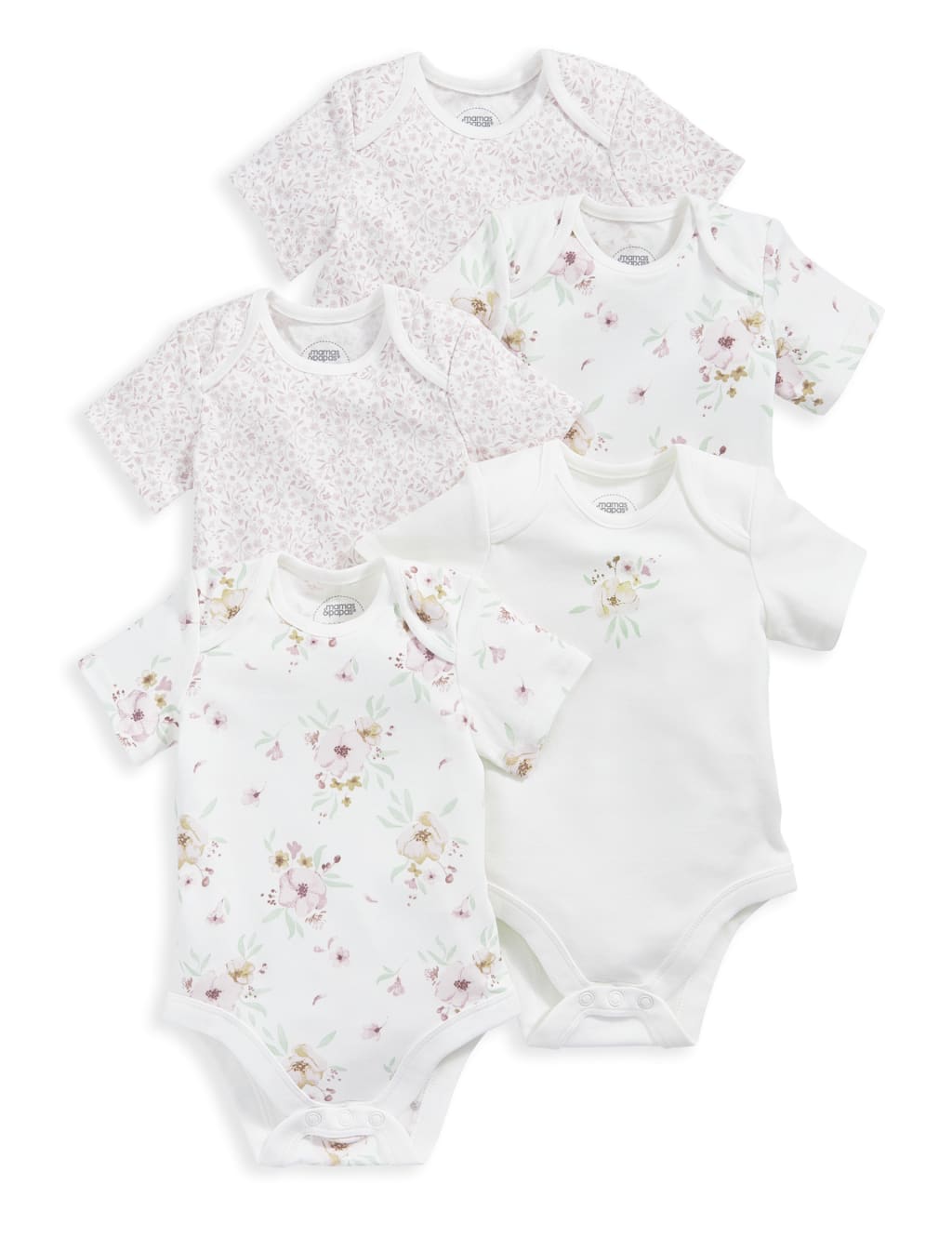 5pk Pure Cotton Floral Bodysuits (7lbs-2 Yrs) 2 of 2