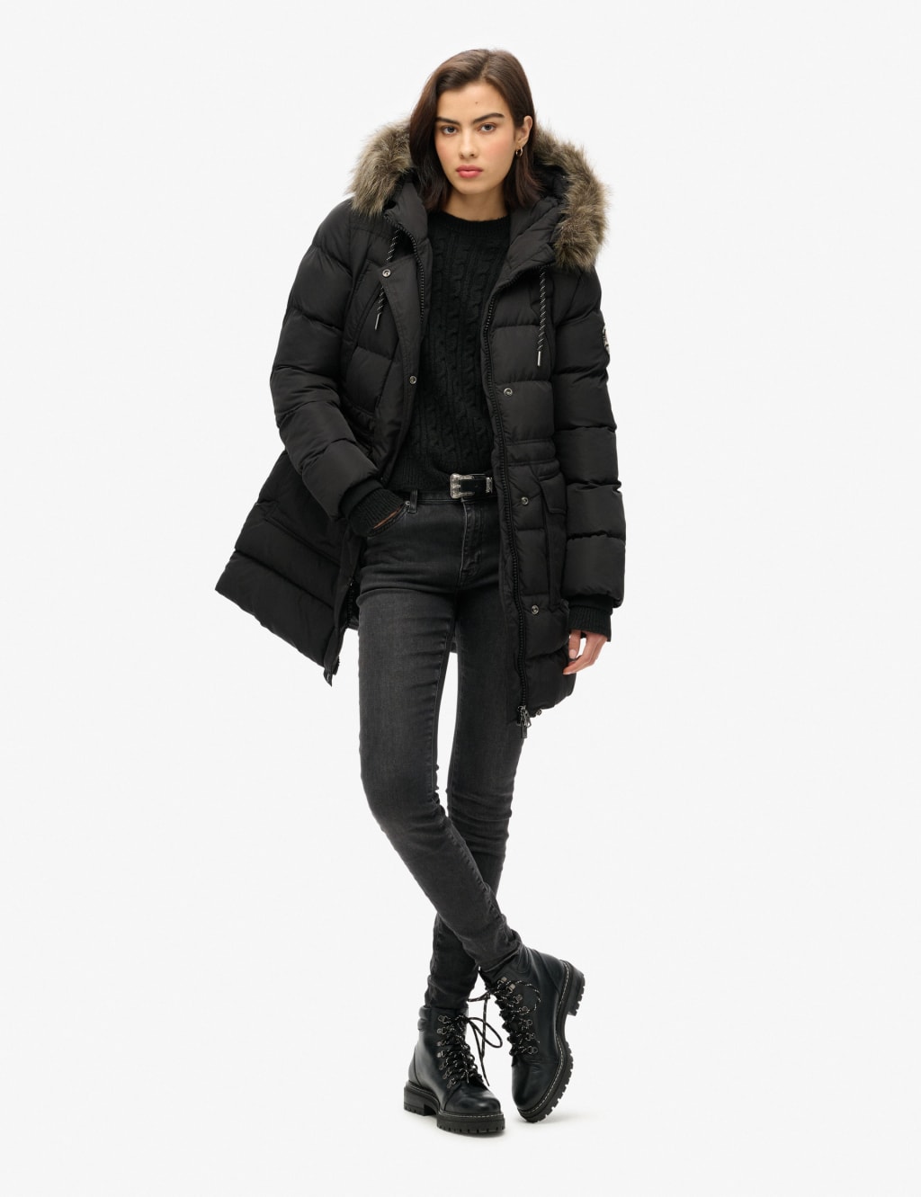 Faux Fur Hooded Puffer Jacket Superdry M S