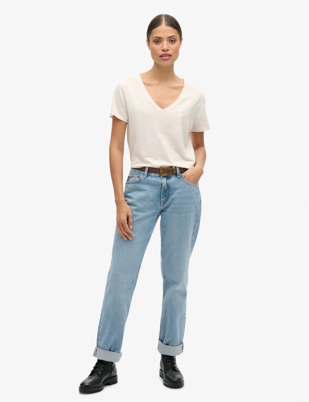 Cotton Rich Embroidered V-Neck T-Shirt 2 of 4