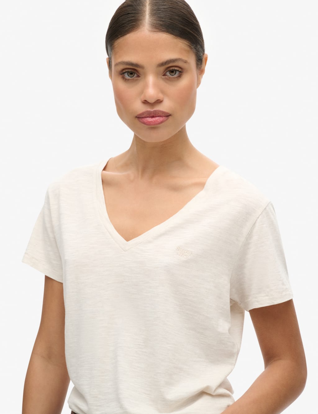 Cotton Rich Embroidered V-Neck T-Shirt 4 of 4