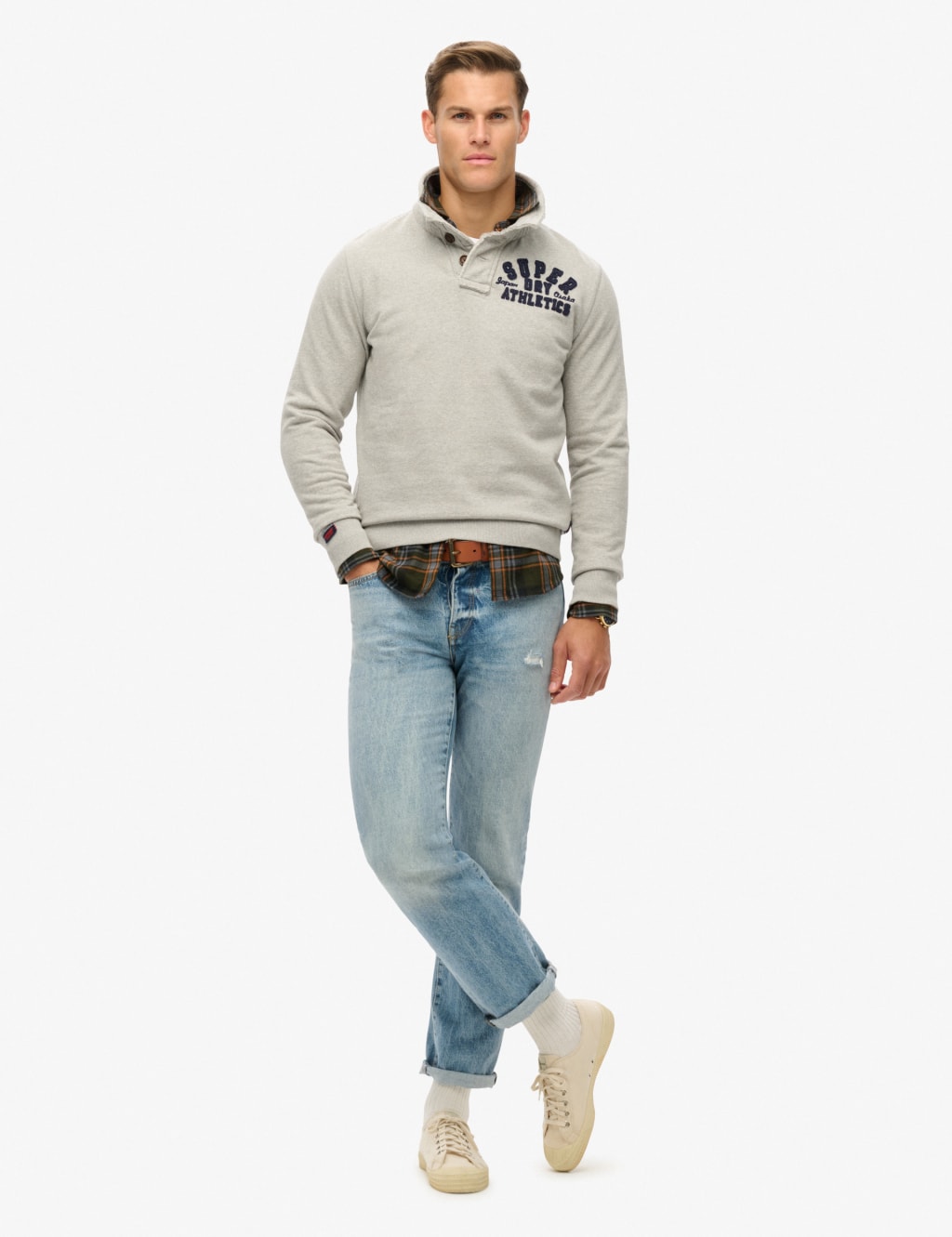 Oversized Pure Cotton Henley Sweatshirt Superdry M S