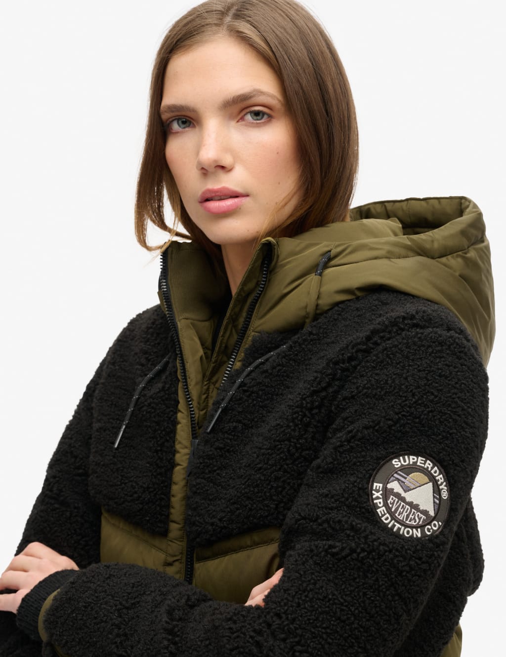 Quilted hooded bomber jacket sale
