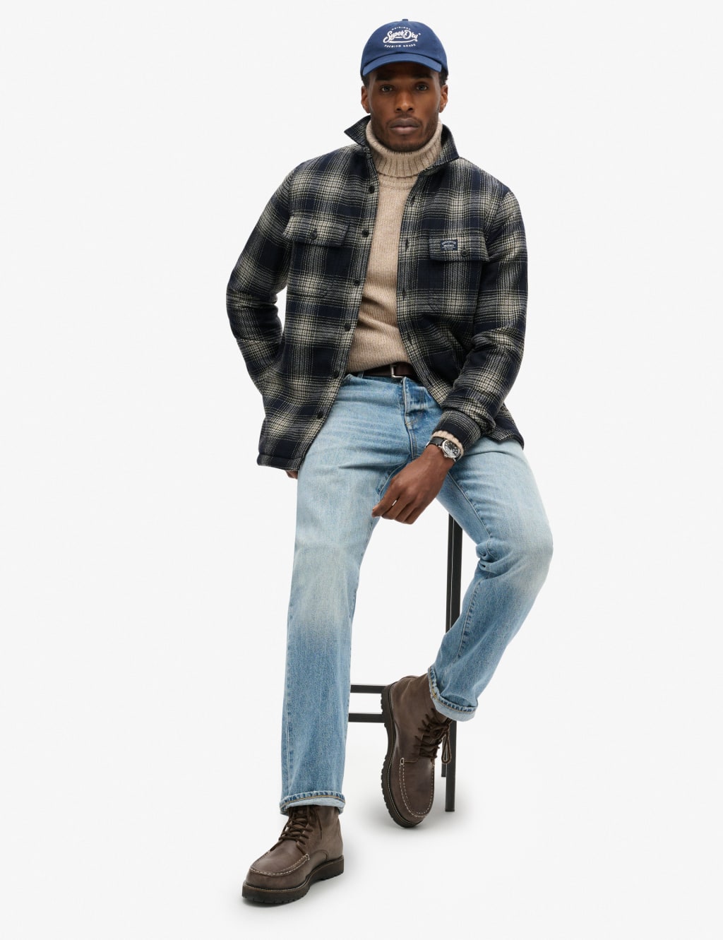 Wool Blend Fleece Lined Checked Overshirt 3 of 7