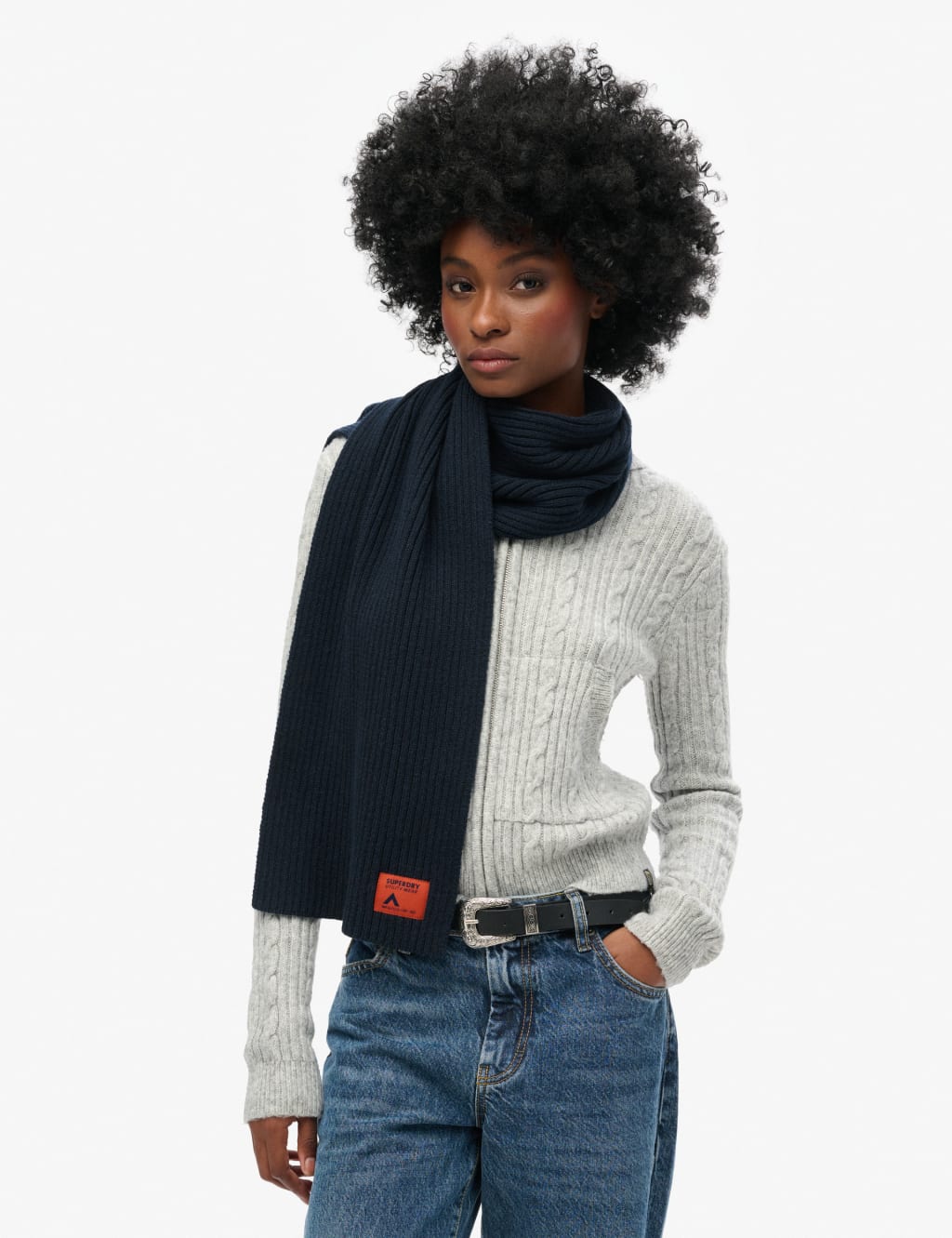 Wool Blend Ribbed Knit Scarf 1 of 3