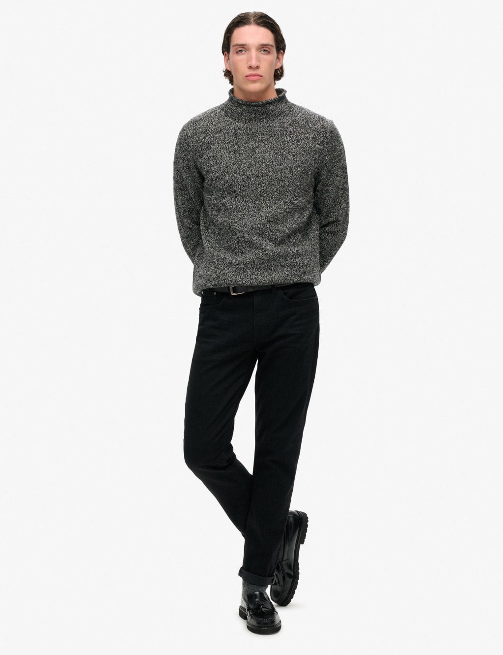 Cotton Blend High Neck Jumper with Wool Superdry M S