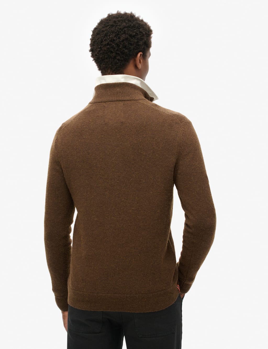 Wool Blend Cable V-Neck Half Zip Jumper 3 of 6