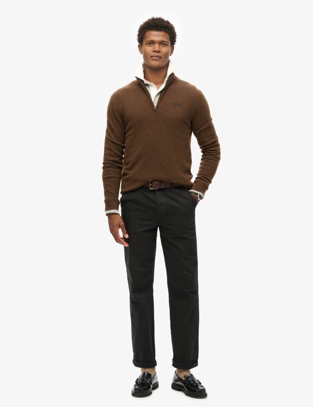 Wool Blend Cable V-Neck Half Zip Jumper 4 of 6
