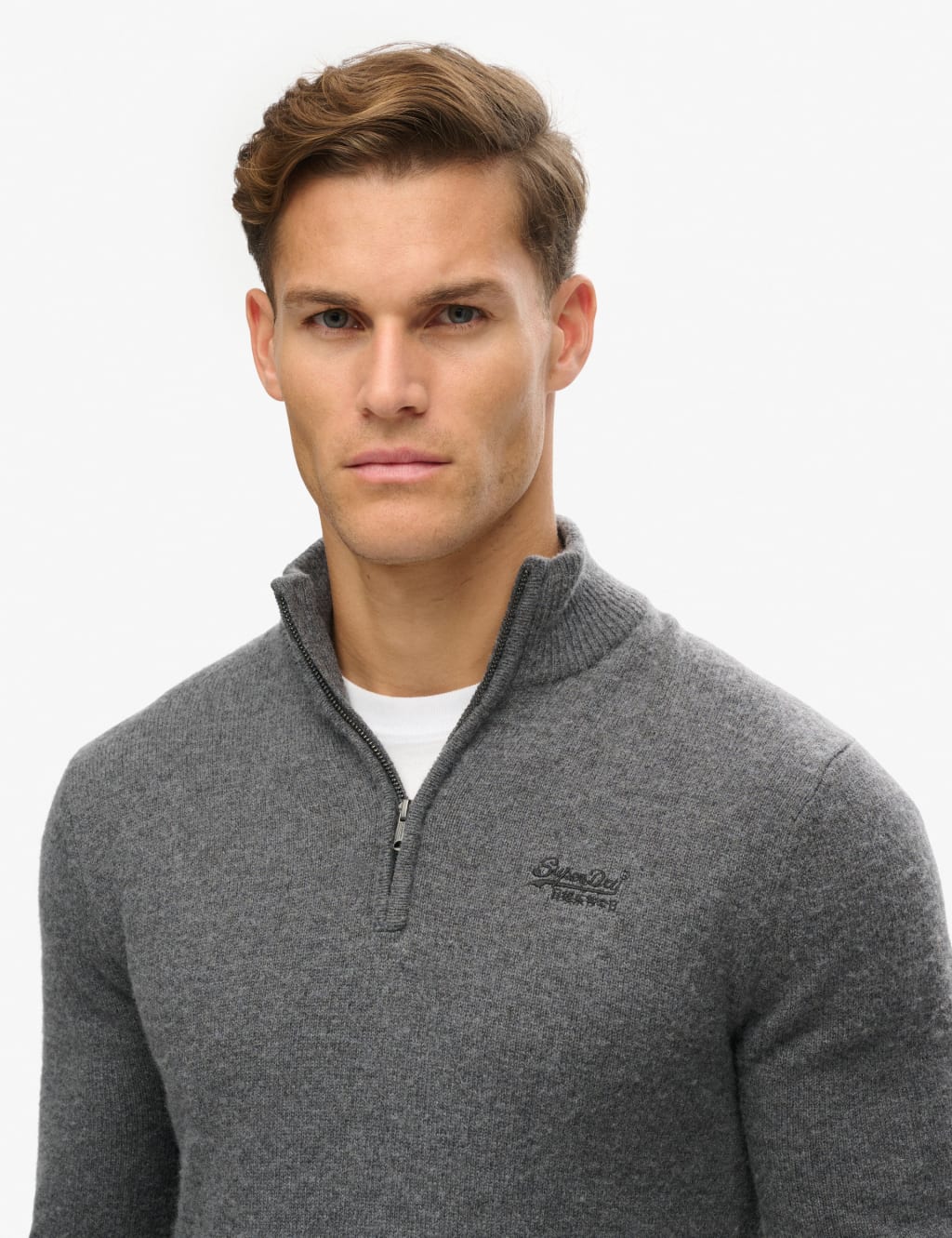 Wool Blend Cable V-Neck Half Zip Jumper 3 of 7